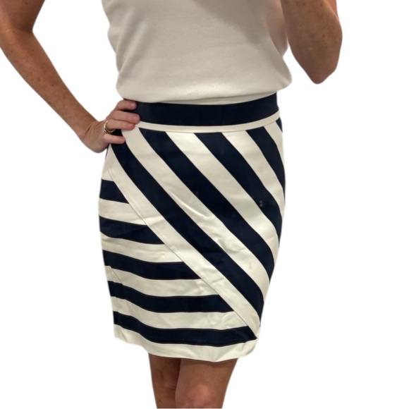 RW & Co Blue White Stripe Skirt - Picture 2 of 5